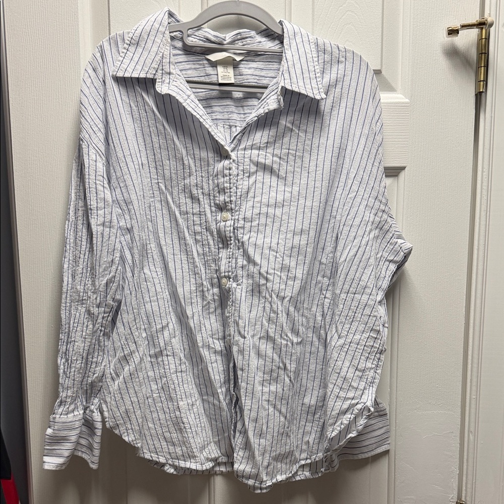 White Stripe Button-Up Shirt